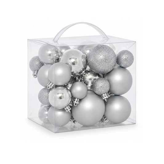 Set of 35 Christmas baubles - Silver Default Title