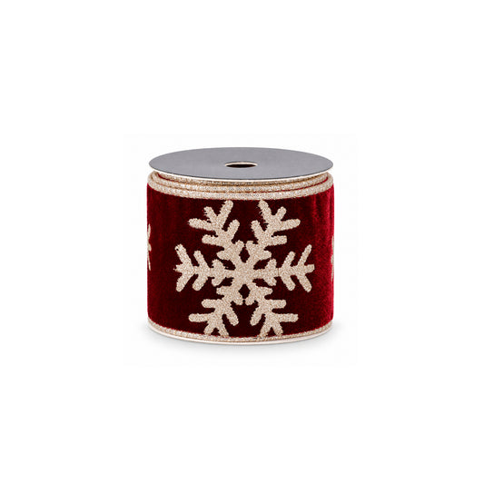 Velvet decorative ribbon on a spool - Red/champagne Default Title