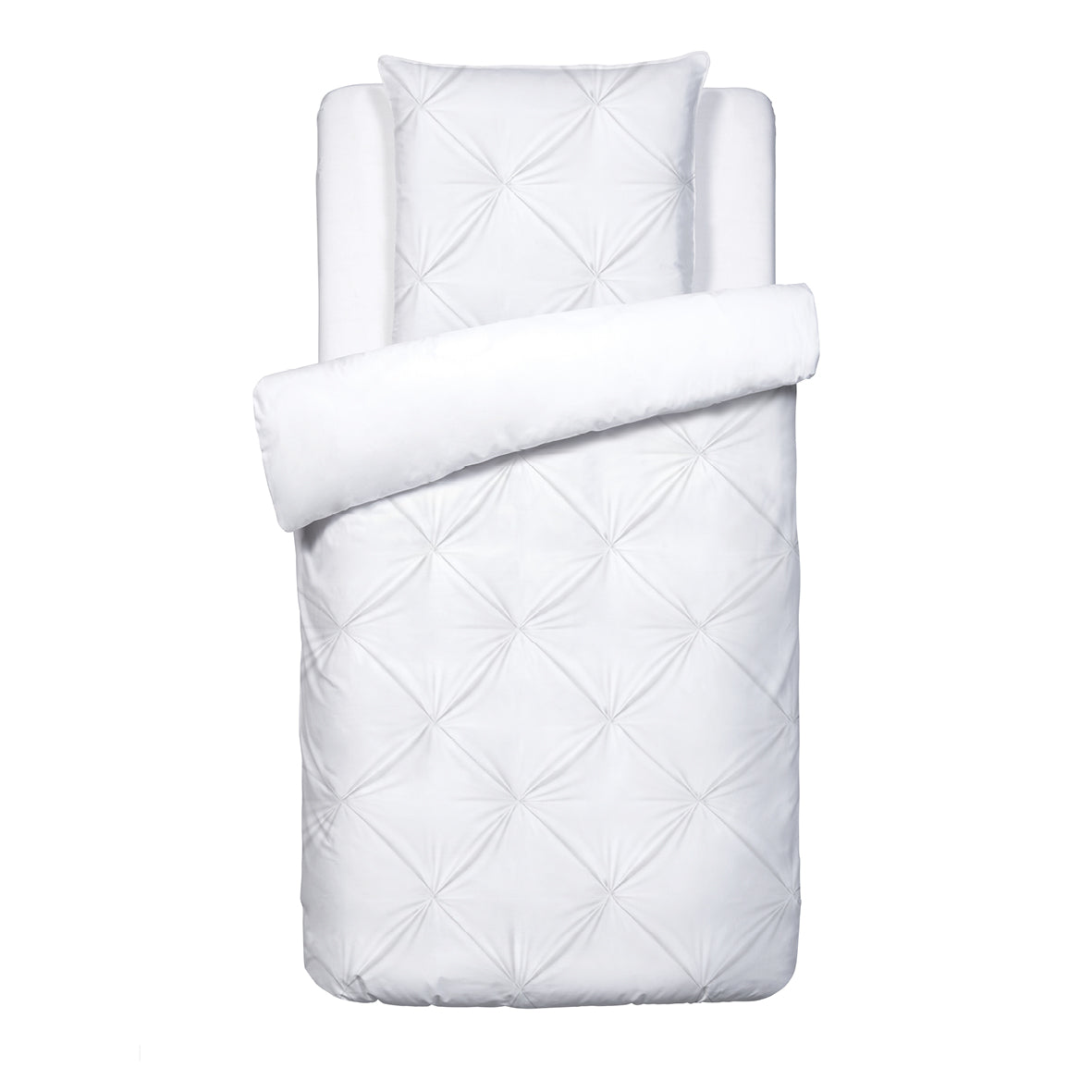 Duvet cover + pillowcase cotton satin pleated - Freesia White