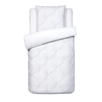 Duvet cover + pillowcase cotton satin pleated - Freesia White