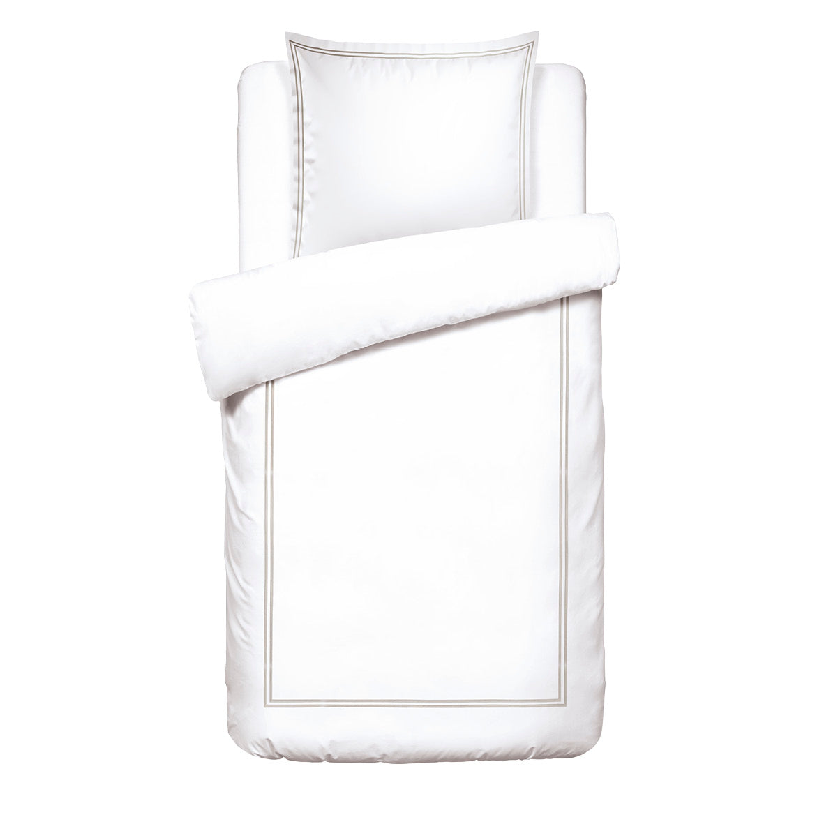 Duvet cover and pillowcase(s) set - 100% cotton sateen TC200 - Nîmes - taupe / white