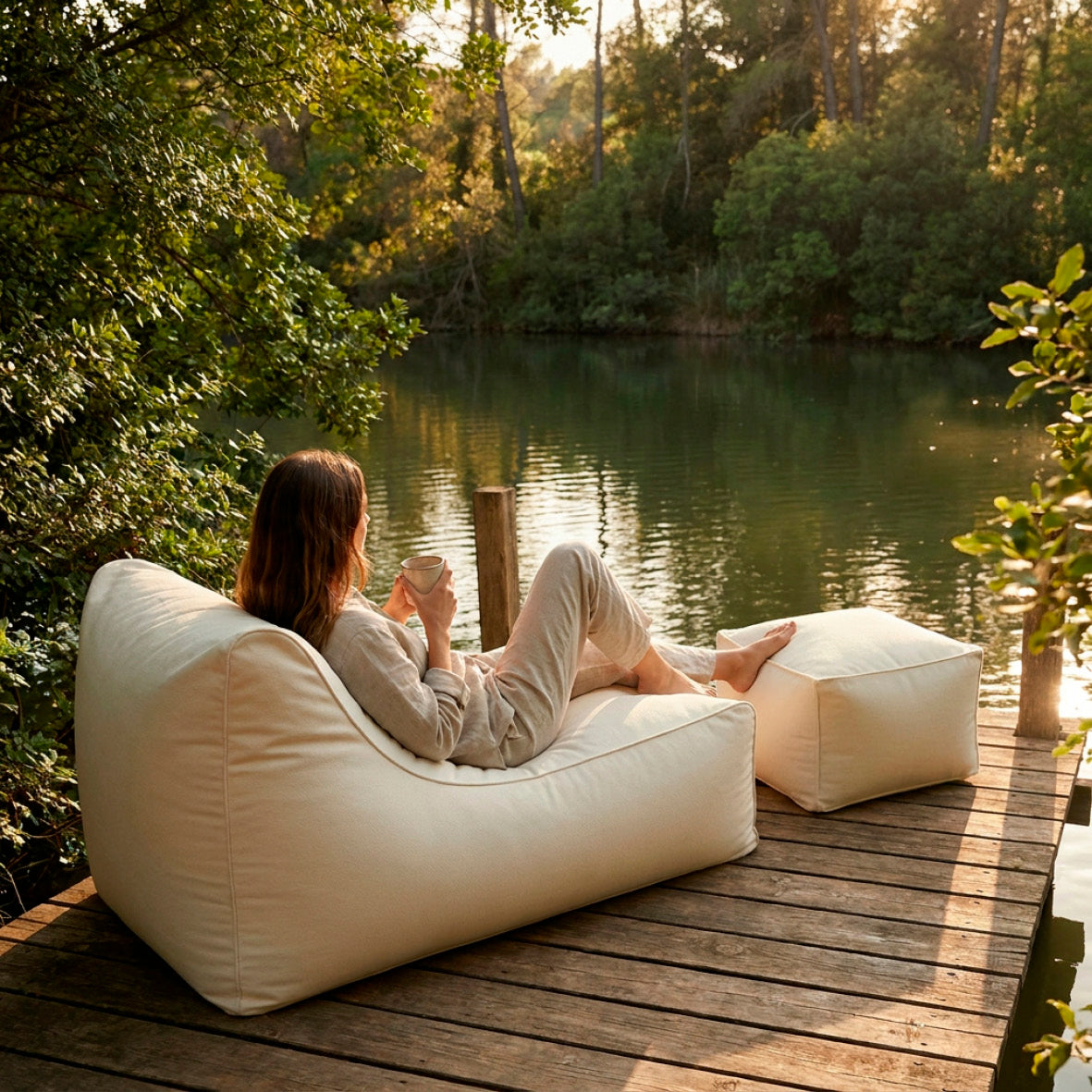 Cube beanbag cover outdoor - Sonora Off-white - Off-white - 40 x 65 x 33 cm