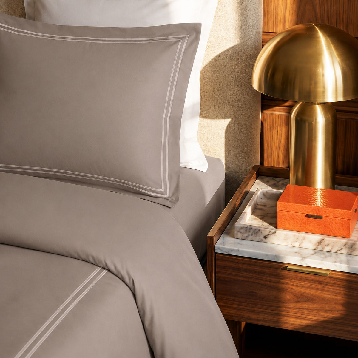 Duvet cover and pillowcase(s) set - 100% cotton sateen TC200 - Nîmes - taupe