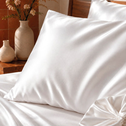 Pillowcase + eyemask silk - Nuit de soie White