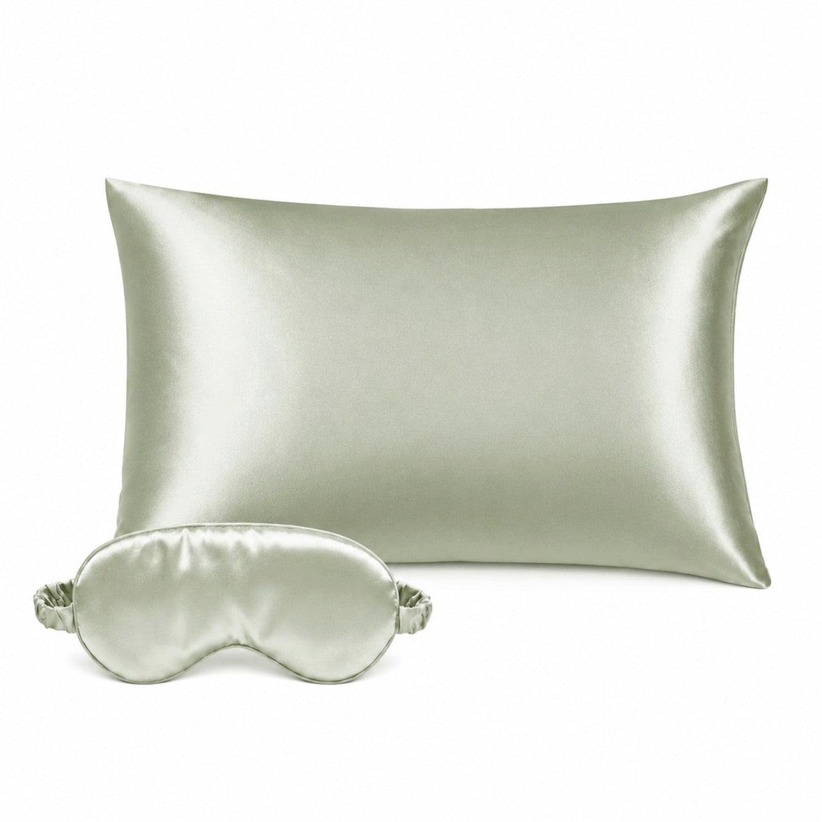 Pillowcase + eyemask silk - Nuit de soie Sage green