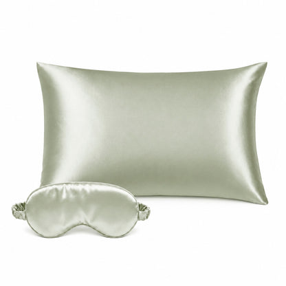 Pillowcase + eyemask silk - Nuit de soie Sage green