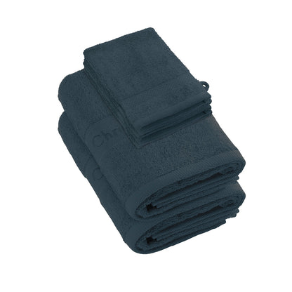 Complete bath linen set combed cotton - Azur - 6 pieces Navy blue