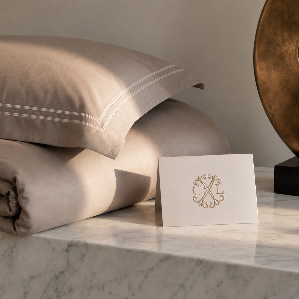 Duvet cover and pillowcase(s) set - 100% cotton sateen TC200 - Nîmes - taupe