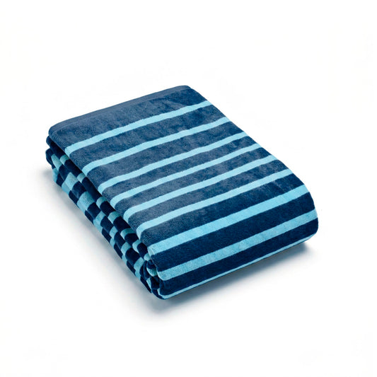 Beach towel cotton velvet Vagues calmes Blue - 90 x 180 cm