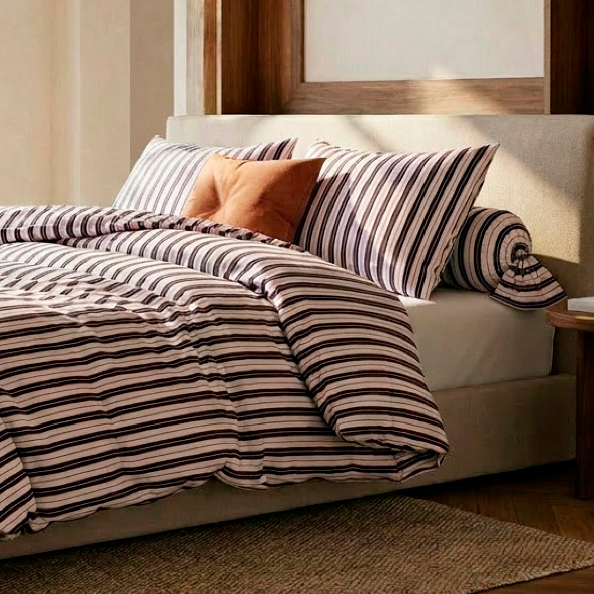 Pillowcase cotton satin - Rivage écarlate White / Blue