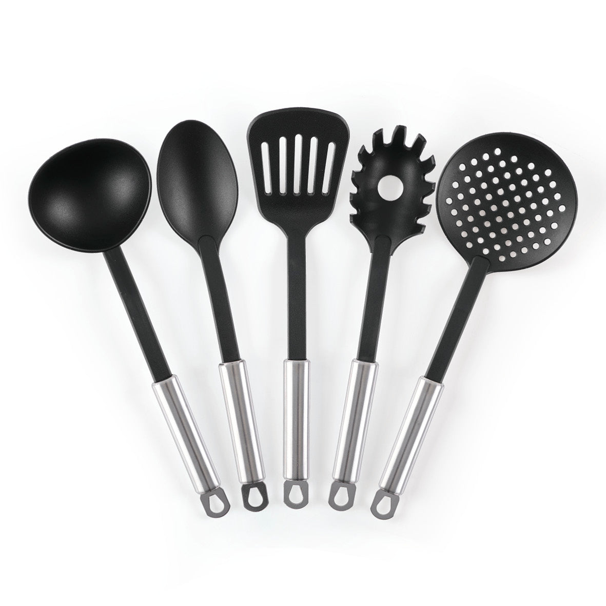 Non-stick stackable ceramic cookware set with removable handle 16 pieces - Silver