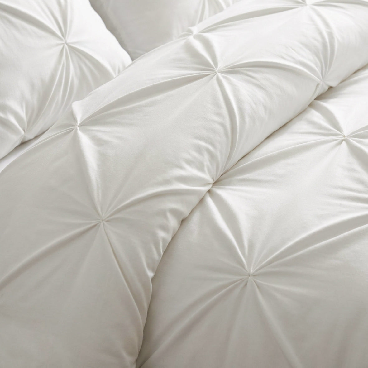 Duvet cover + pillowcase cotton satin pleated - Freesia White