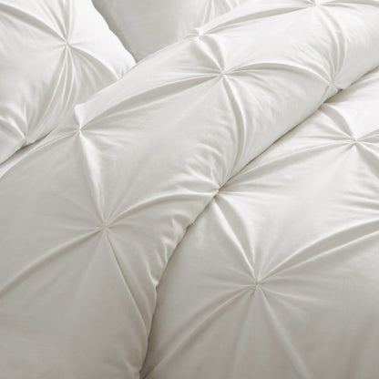 Duvet cover + pillowcase cotton satin pleated - Freesia White