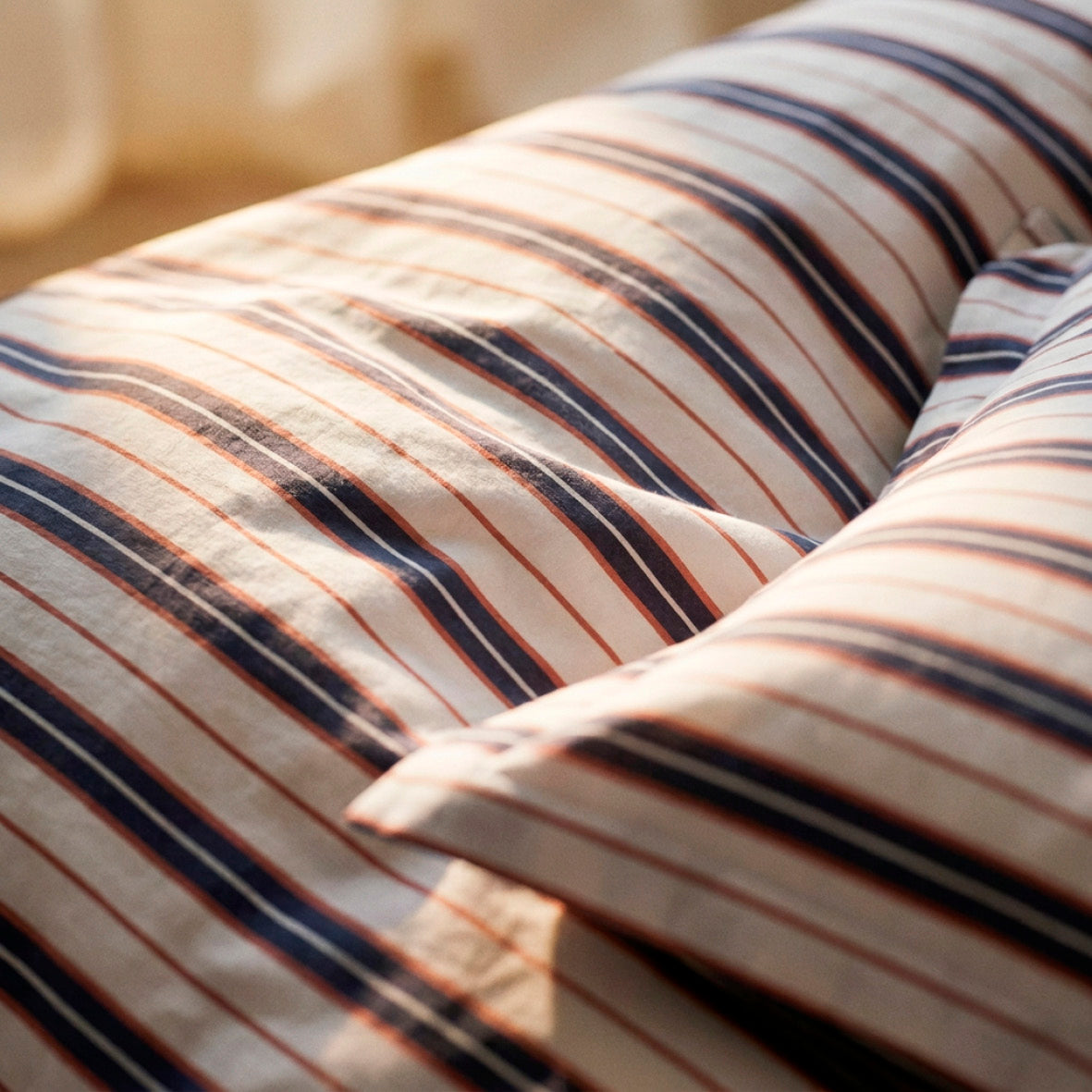 Pillowcase cotton satin - Rivage écarlate White / Blue