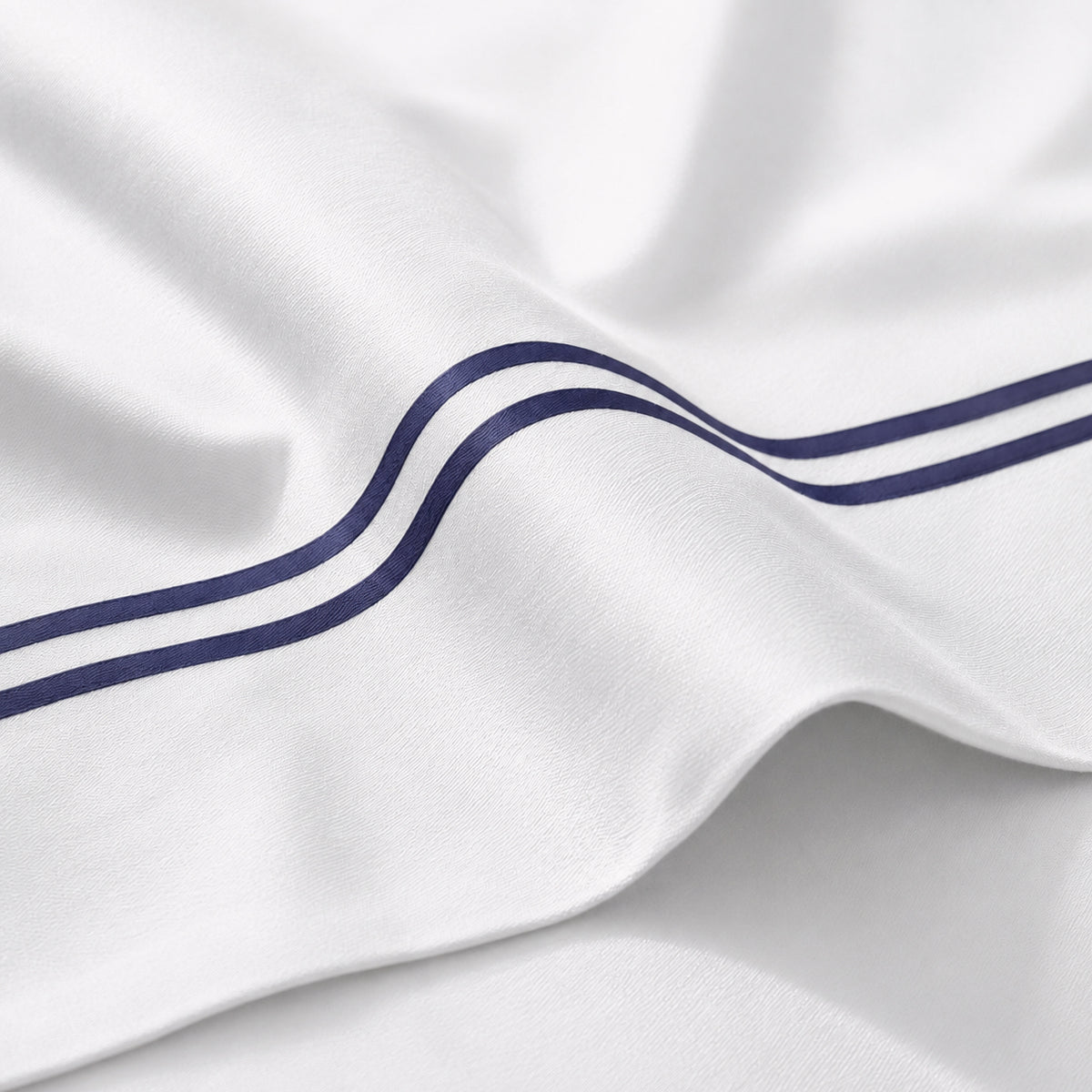 Duvet cover and pillowcase(s) set - 100% cotton sateen TC200 - Nîmes - dark blue / white