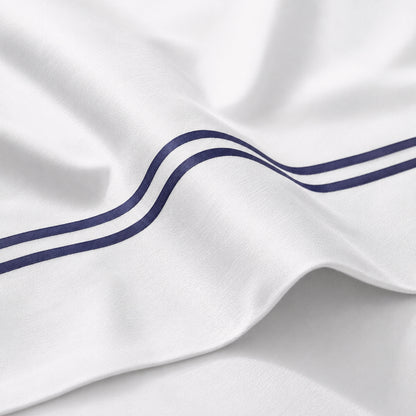 Duvet cover and pillowcase(s) set - 100% cotton sateen TC200 - Nîmes - dark blue / white
