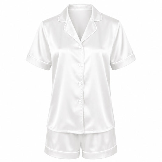Short pajamas set silk - Noctéa White