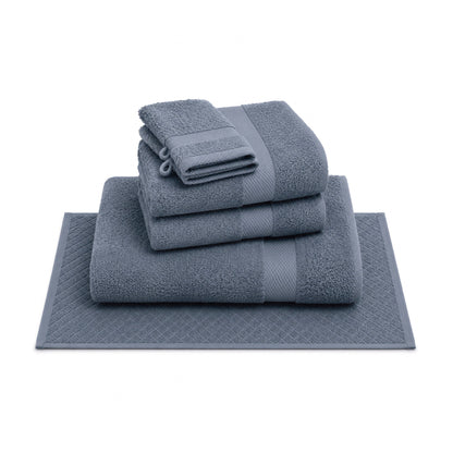 Complete bath linen set combed cotton - Sérénité - 6 pieces Blue grey
