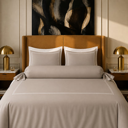 Bolster case - 100% cotton sateen TC200 - Nîmes - white / taupe