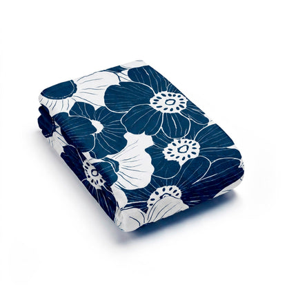 Beach towel cotton velvet - Éclosion marine Dark blue - 90 x 180 cm