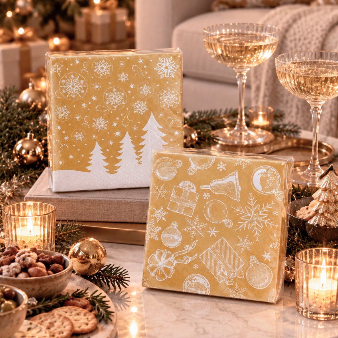 16-piece paper napkin set - Gold