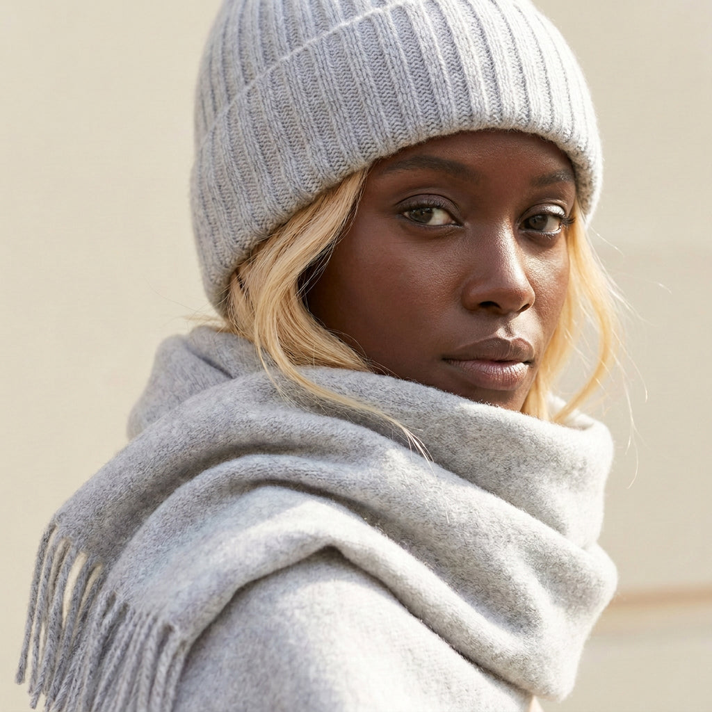Long cashmere scarf - Light grey