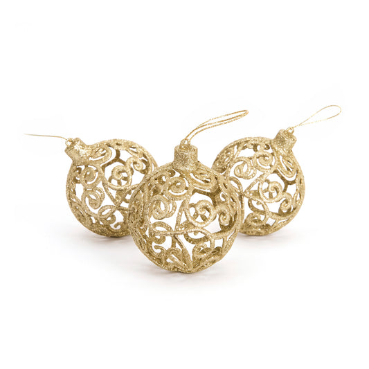 Set of 3 arabesque Christmas baubles - Gold Default Title