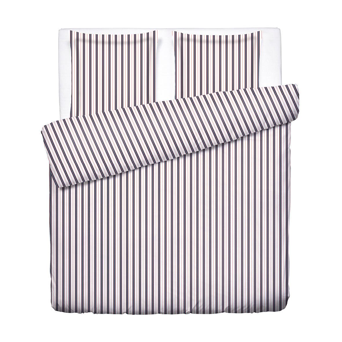 Duvet cover + pillowcase cotton satin - Marin carmin White / Blue