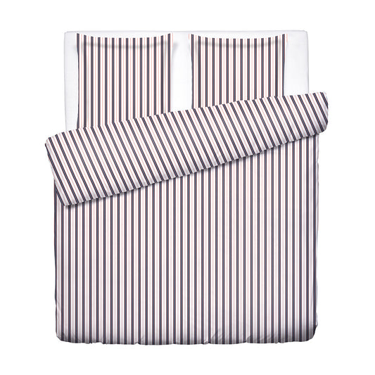 Duvet cover + pillowcase cotton satin - Marin carmin White / Blue