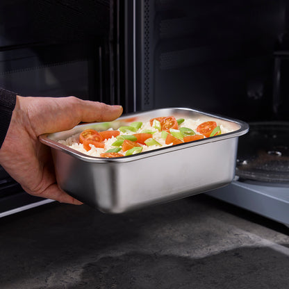Set of 6 stainless steel containers with lid - silver