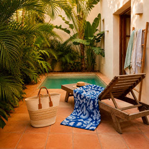Set beach towel + beach bag - Love Stories Dark blue / Beige Dark blue / Beige