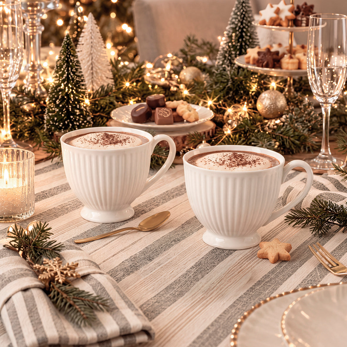Set of 6 coffee cups - Lys White