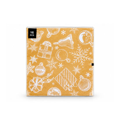 16-piece paper napkin set - Gold