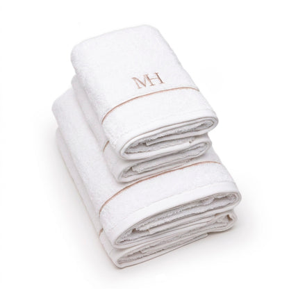 Hand towel + bath towel combed cotton - John Taupe White