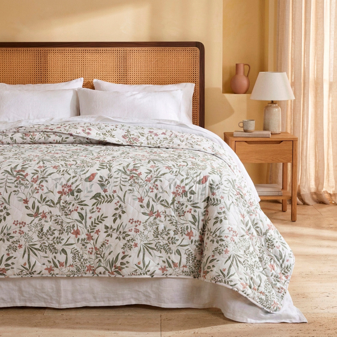 Bedspread cotton satin - Brin de campagne Beige - 220 x 250 cm