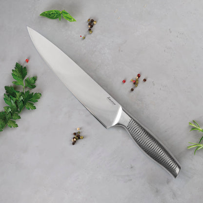 Set of 6 knives silver: chef's knife + bread knife + slicing knife + Santoku knife + utility knife + paring knife - Silver