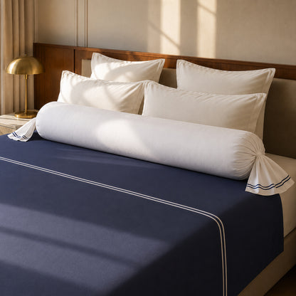 Bolster case - 100% cotton sateen TC200 - Nîmes - dark blue / white