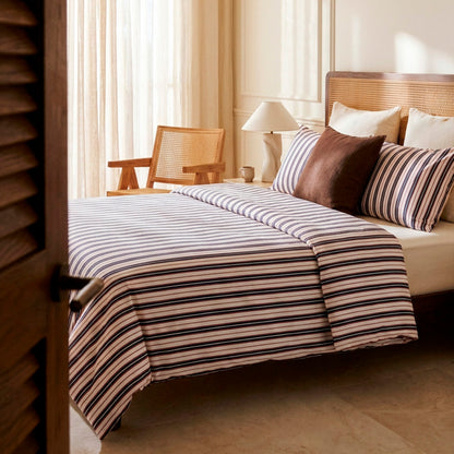 Flat sheet cotton satin - Rivage écarlate White / Blue