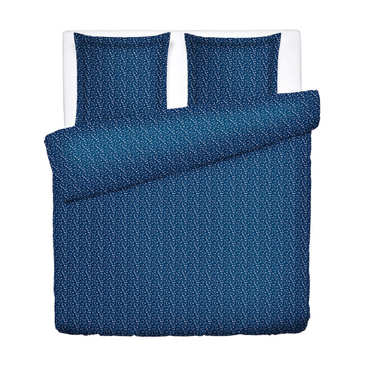 Duvet cover + pillowcase cotton satin - Galaxie de points Blue