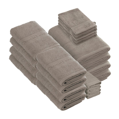 Complete bath linen set combed cotton - Azur - 24 pieces Brown
