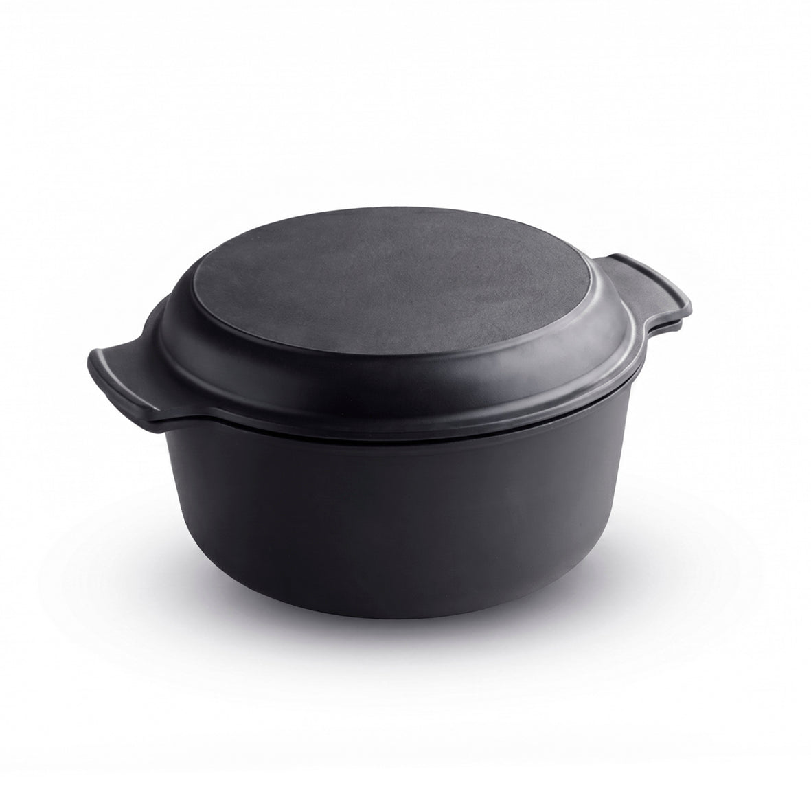 Enamelled cast iron casserole with multifunctional lid - black - 26 cm