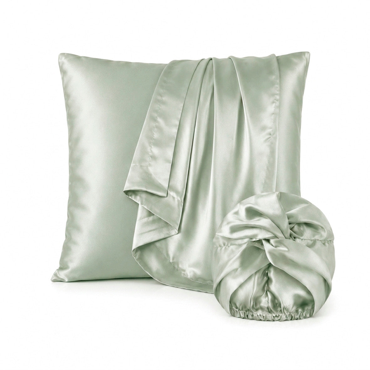 Pillowcase + nightcap silk - Lunéia Sage green