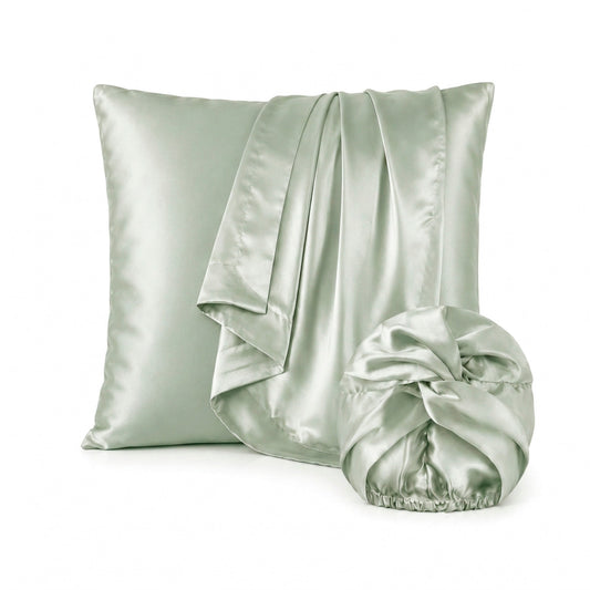 Pillowcase + nightcap silk - Lunéia Sage green
