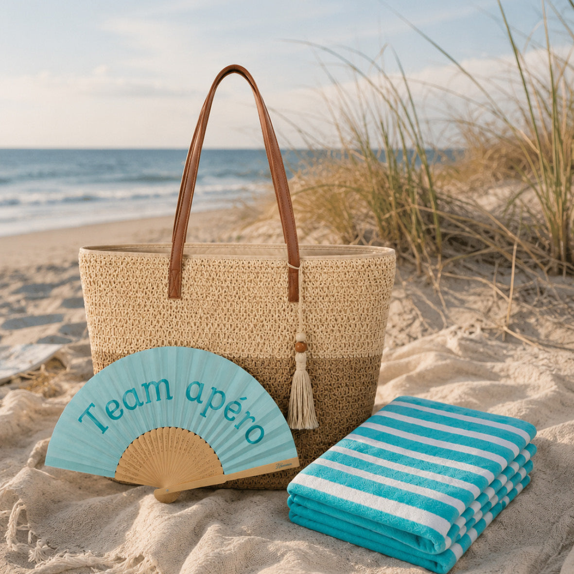 Set beach towel + beach bag + fan Gabrielle