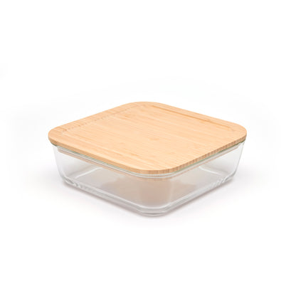 Set of 4 containers in high borosilicate glass with lid - transparent