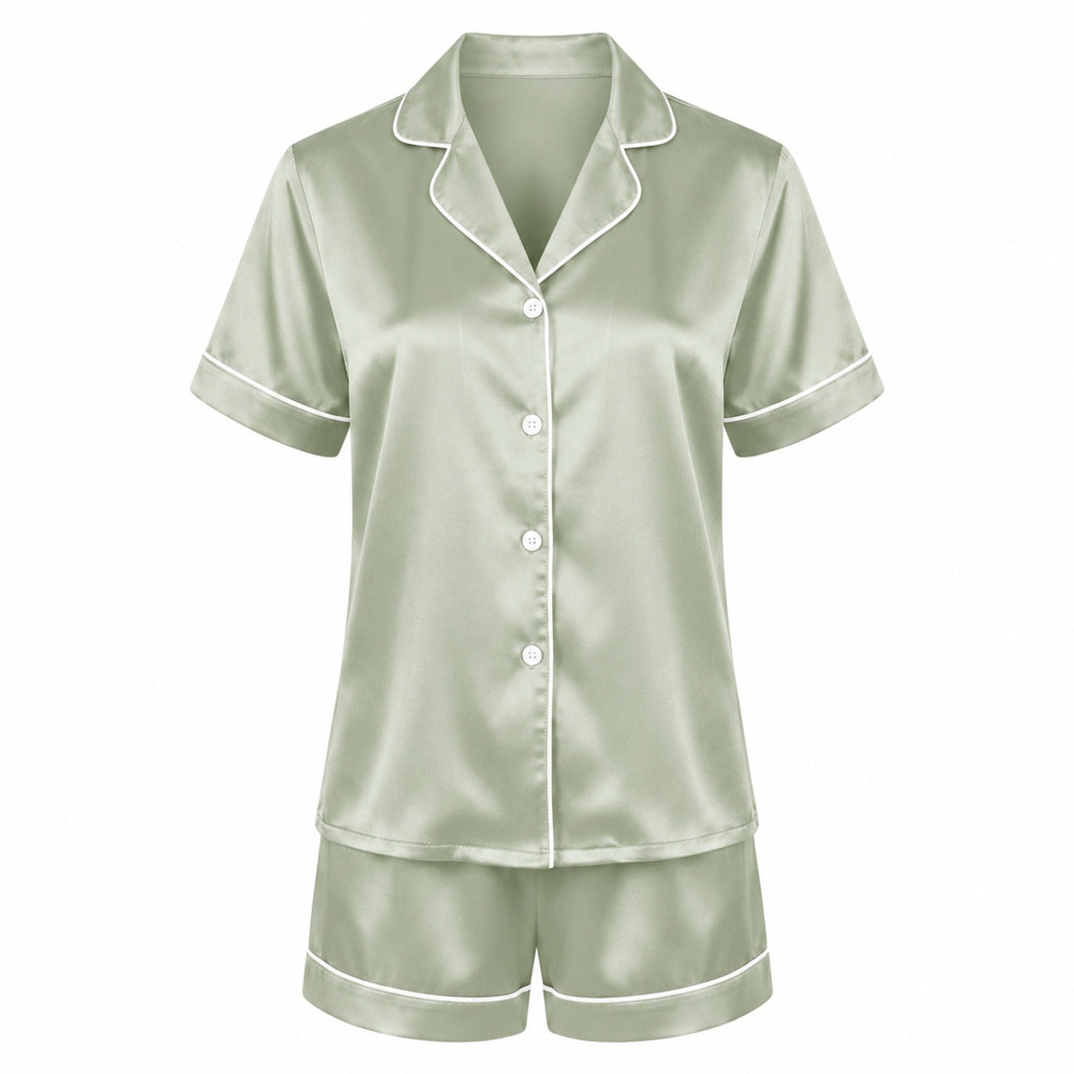 Short pajamas set silk - Maëlla Sage green