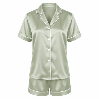 Short pajamas set silk - Maëlla Sage green