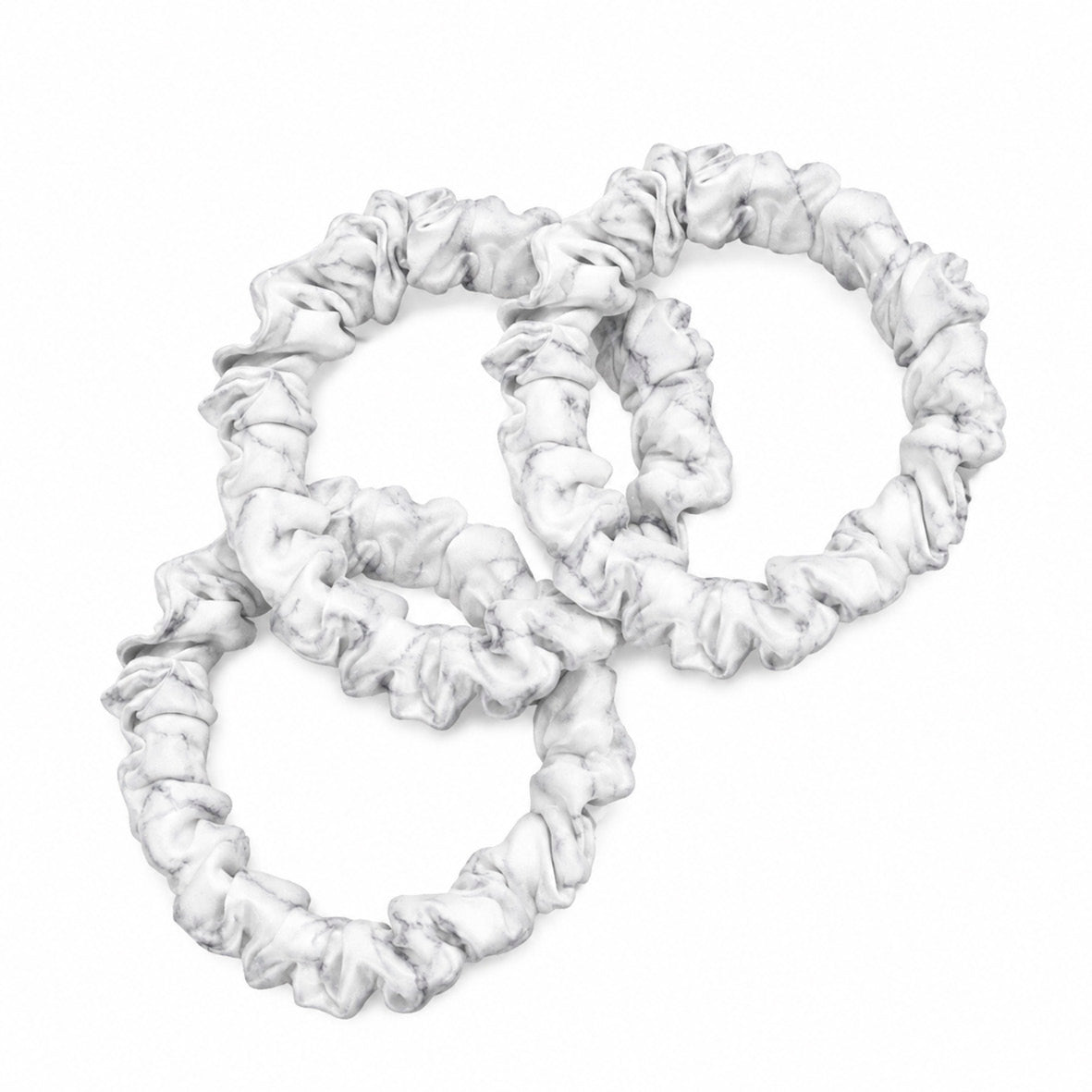 Set of 3 skinny scrunchies silk - Néora Grey marble - D 6 cm