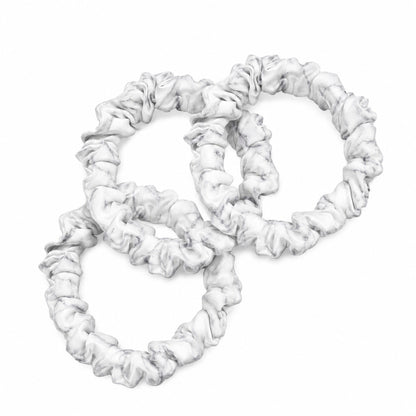 Set of 3 skinny scrunchies silk - Néora Grey marble - D 6 cm