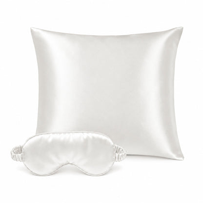 Pillowcase + eyemask silk - Nuit de soie White